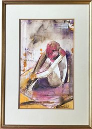 An Original Figurative Watercolor By Noted Southold Artist Marie Foppiani Schlecht (1923-2016)
