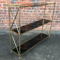 Maison Bagues Style 3 Tier Shelf Solid Brass / Black Shelves - Amazing Decorator Piece - Priced $950