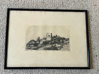 Framed Art Print Of  Rembrandt's   'Landscape With A Square Tower'