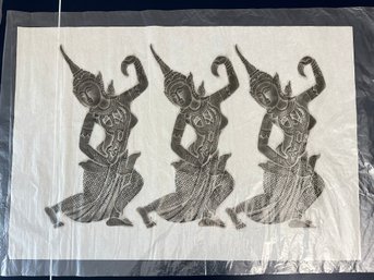 Thai Temple Rubbing Of 3 Dancers