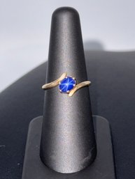 Stunning Blue Star Sapphire In 14k White Gold Ring