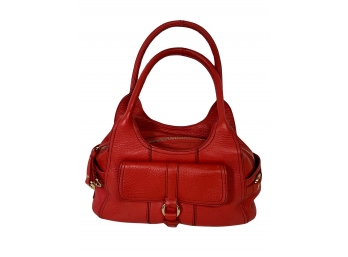 Cole Haan Red Pebbled Leather Handled Shoulder Bag