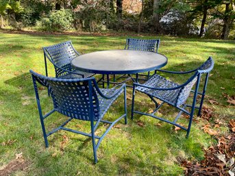 Navy Blue Strap Designed Outdoor Dining Set