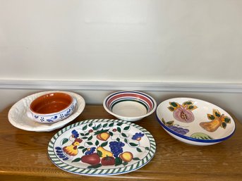 Grouping Of Mediterranean Style Ceramic Serving Ware