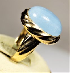 Fine Sterling Silver Designer Ring Having Light Blue Stone Size 9