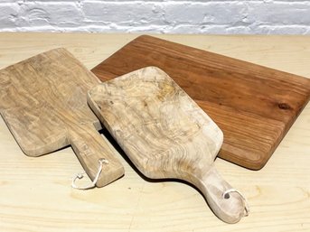 A Trio Of Handmade Wood Cutting Boards Or Platters