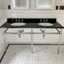 A Plaza Double Basin Sink In Polished Chrome From Aquadomo - 66' - Bath 2