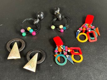 A Grouping Of Bold, Colorful Earrings, Vintage 1980s