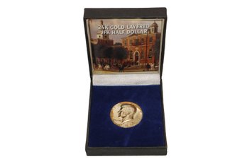 22kt Gold Layered JFK Half Dollar Coin In Original Box