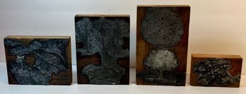 Lot Of Etched Metal On Wood Blocks