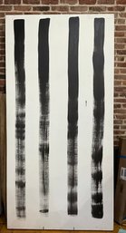 96x48x4 White With Black Stripe Portable Wall Panel