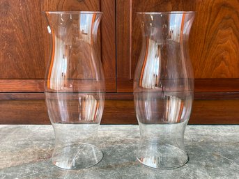 Pair Of Graceful Glass Hurricane Shades