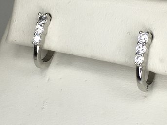 Very Pretty Sterling Silver / 925 Earrings With White Zircons - Very Nice - Brand New - Nice Gift Item