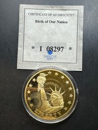 American Mint Birth Of Our Nation Statue Of Liberty Layered In 24k Gold