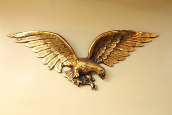 Cast Metal Gilt Painted Eagle Wall Hanging