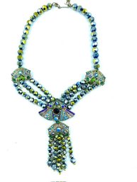 Fantastic Green A.b. Multistrand Pendant Statement Necklace