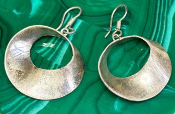 A Pair Of Vintage Sterling Silver Modernist Earrings, C. 1950's