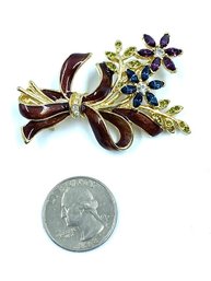 Floral Bouquet Brooch With Ribbon Brooch
