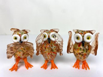 Adorable Artisan Glass Owls (3)