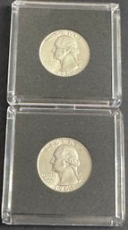 2 Uncirculated Silver Washington Quarters 1964, 1964-D