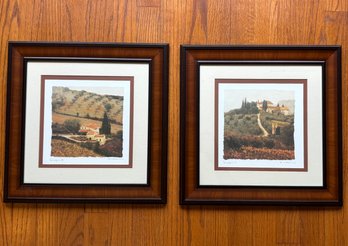 A Pair Of Italian Hill Town Photographs, Signed And Framed