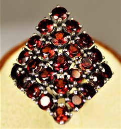 Large Ladies Ring Bohemian Garnets Size 7.5 Sterling Silver