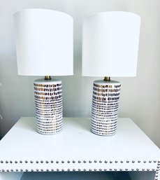 Pair Petite White & Gold Table Lamps (LOC: F2)