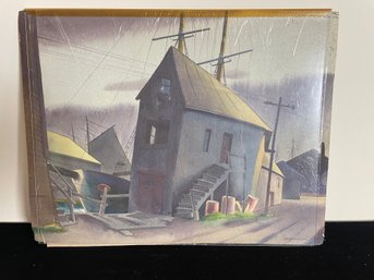 Signed Print Of Oil House Landscape Oil Painting In Matt No Frame