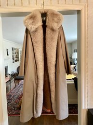 Vintage Drizzle Brand Long Rain Coat With Removable Fur Lining