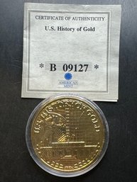 American Mint U.S. History Of Gold 1937 Fort Knox Gold Vault Layered In 24k Gold