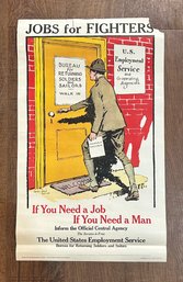 Original WW1 Jobs For Fighters Propaganda Poster