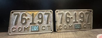 Two 1949 Connecticut Commercial License Plates Set. 76 -197 Com CT.  MEL/ D3