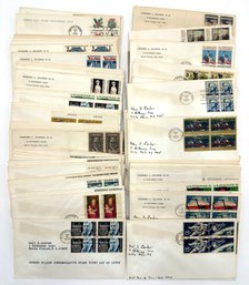 Over 100 First Day Of Issue Stamps From 1960s & 70s, On Original Envelopes, 4 Stamps On Each