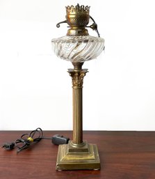 Converted English Banquet Oil Lamp C 1890