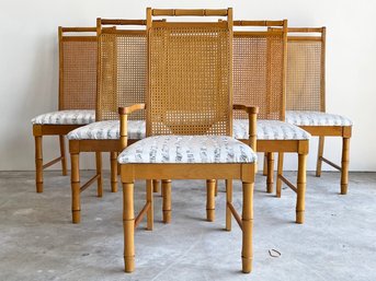 A Set Of 6 Vintage Mid Century Cane And Faux Bamboo Dining Chair By Thomasville