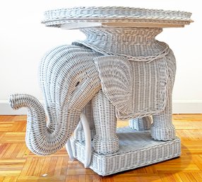 A Vintage Wicker Elephant Form Pedestal, Or Side Table