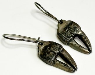 A Pair Of Vintage Sterling Silver Lobster Claw Earrings