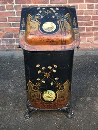 Fantastic Antique Eastlake Victorian Coal Scuttle 1870-1889 - All Hand Painted - Beautiful Piece - Priced $425