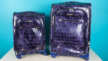 Kathy Van Zeeland Bag Purple Croc Set Luggage