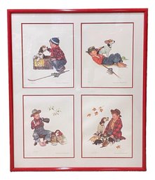 Norman Rockwell 1975 Puppy Love Set Of Four Limited Edition Lithographs, Framed