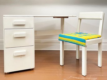 A Vintage Painted Desk And Chair By Russel Wright