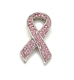 Pretty Sterling Silver Pink Stones Breast Cancer Awareness Pendant