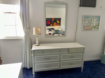 1960s Thomasville Pale Mint Green Dresser & Mirror