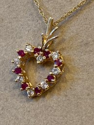 14kt Ruby And Diamond Heart Necklace