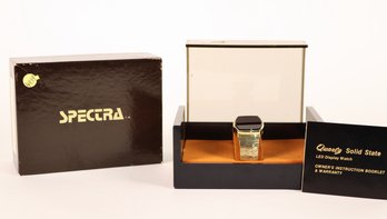Spectra Gold Tone LED Watch In Original Box
