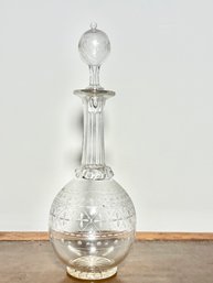 Gorgeous Etched Glass Decanter With Stopper