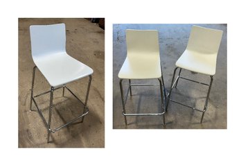 3 White And Chrome Tall Bar Stools