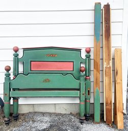 An Antique Hand Painted Three Quarter Bedstead