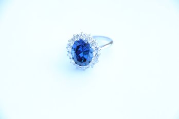 Sterling Silver Cz Princess Diana Ring Size 10