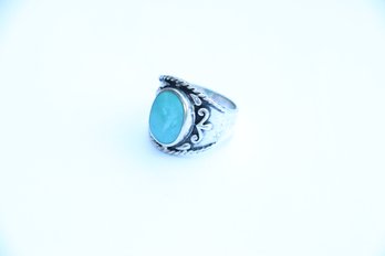 Sterling Silver Blue Stone Ring Size 6.50